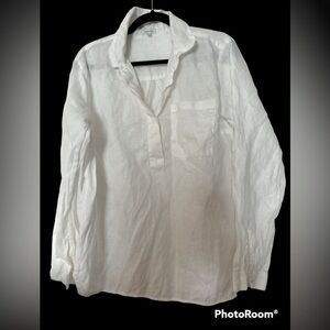 PART TWO | 100% Linen Top Women’s Short Sleeve Blouse in light pink  Size L